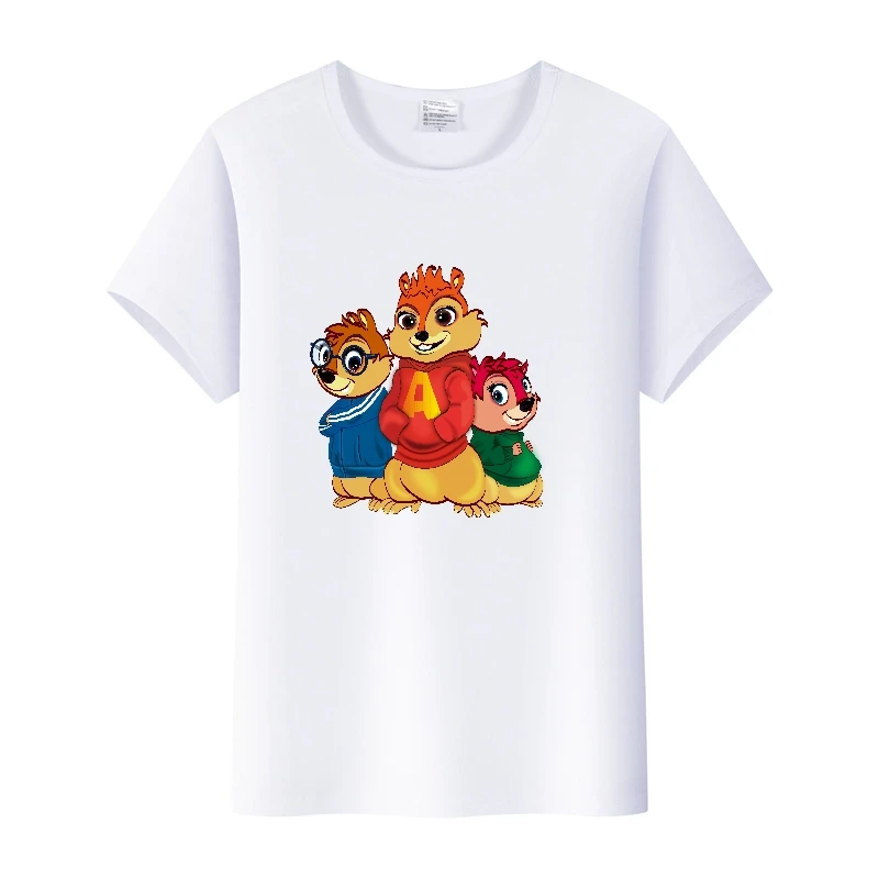 カジュアルディズニー漫画チップ 'n' デールグラフィック tシャツ夏のレディースブラウス男性白 Tシャツ服女性 Y2K Tシャツ特大トップス
