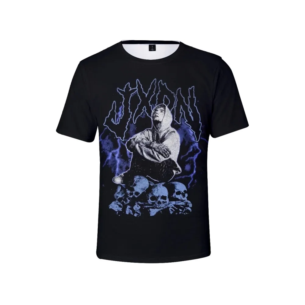 

Jaden Bronde Skulls Tour men's and women's T-shirts, Curta sleeve T-shirts, casual style, round high pull, Roupas da Moda