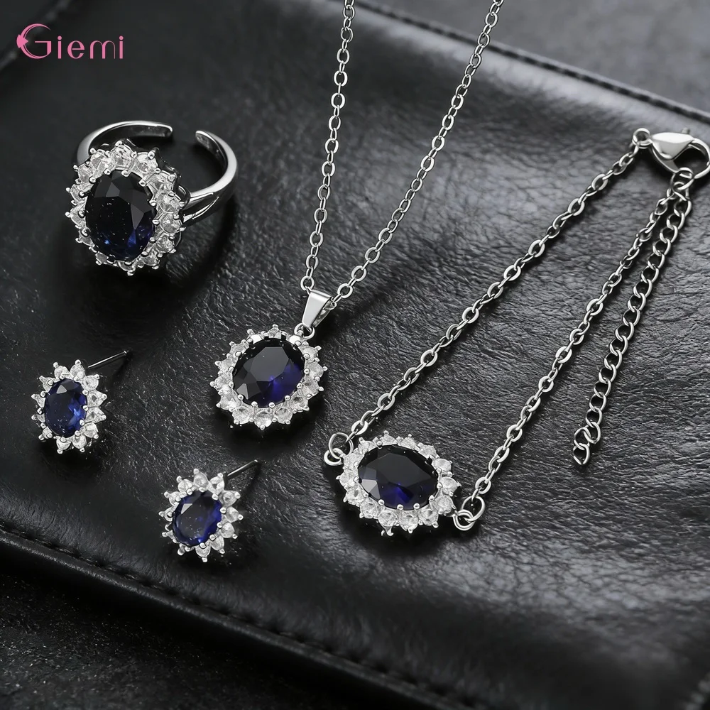 

Элегантный комплект украшений для женщин: колье, серьги, кольцо, браслет с кубическим цирконием, серебро 925 пробы, подарок на годовщину или для подружки невесты.