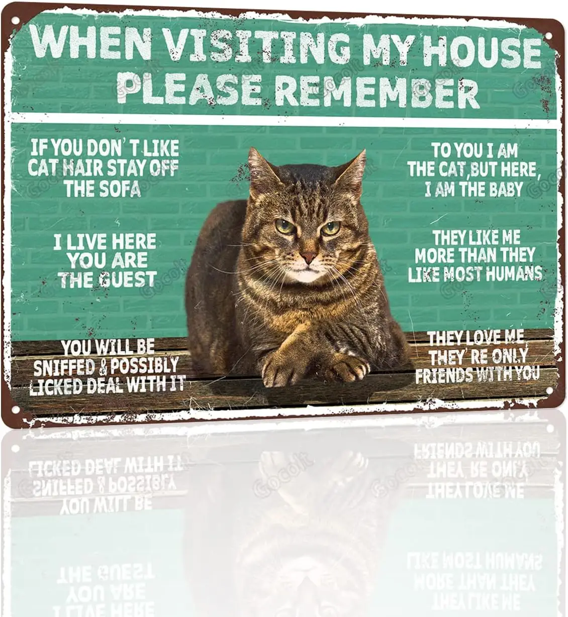 Dazouxu-Remember Vintage Wall Decor When Visiting My Home - Cat's Metal Sign Artwork - Original Design Pewter Metal Wall Art