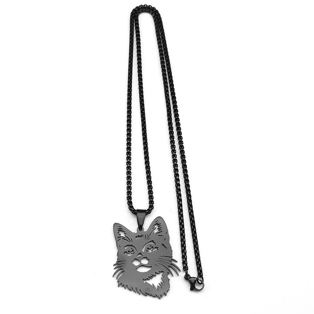 Schöne Katze Kätzchen Kopf Anhänger Halskette Für Frauen Männer Edelstahl Gold Silber Farbe Tier Unsere Familie Kette Schmuck Geschenke – Detail 9