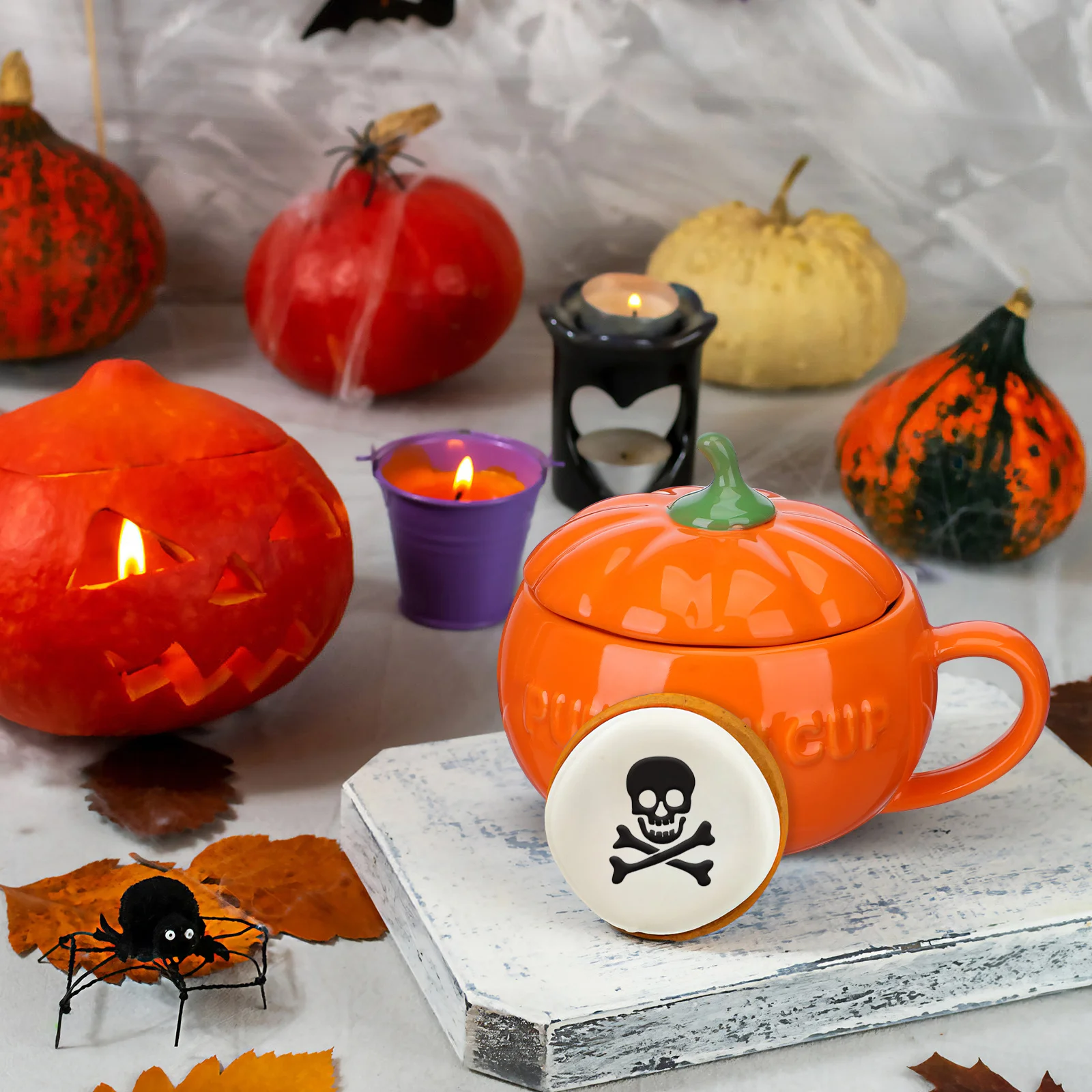 

1set 1Set Pumpkin Ceramic Mug Orange Coffee Tea Storage Ceramic Mug Cup For Home Porcelain Drinking Cups Dishwasher Safe