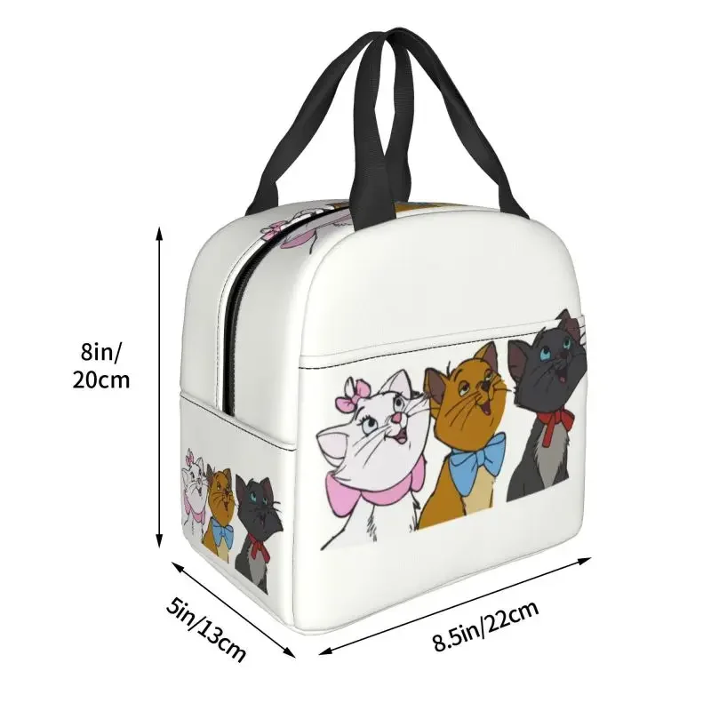 Marie Cat Lunch Bag Portable Cartoon Kitten Thermal Cooler Insulated Lunch Box Picnic Travel Food Tote Bags