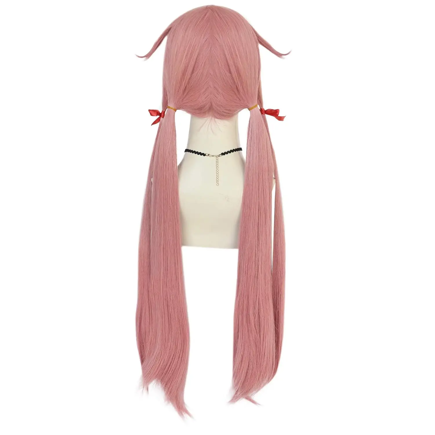 วิกผมยาวตรงสีชมพูสำหรับสาวอะนิเมะญี่ปุ่นวิกผมสีชมพูสำหรับสาวๆเครื่องแต่งกายวันฮาโลวีนปาร์ตี้คริสต์มาส