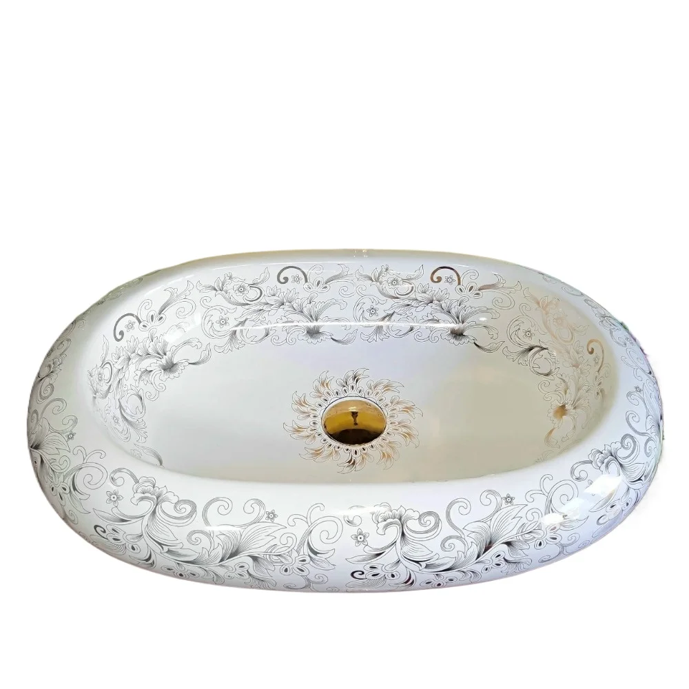 

Artistic oval countertop washbasin garden sink