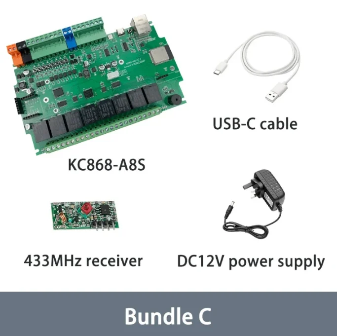 

KC868-A8S ESP32 Wifi RS485 4G 3G 2G GSM Ethernet Relay Module ADC RF 433M receiver