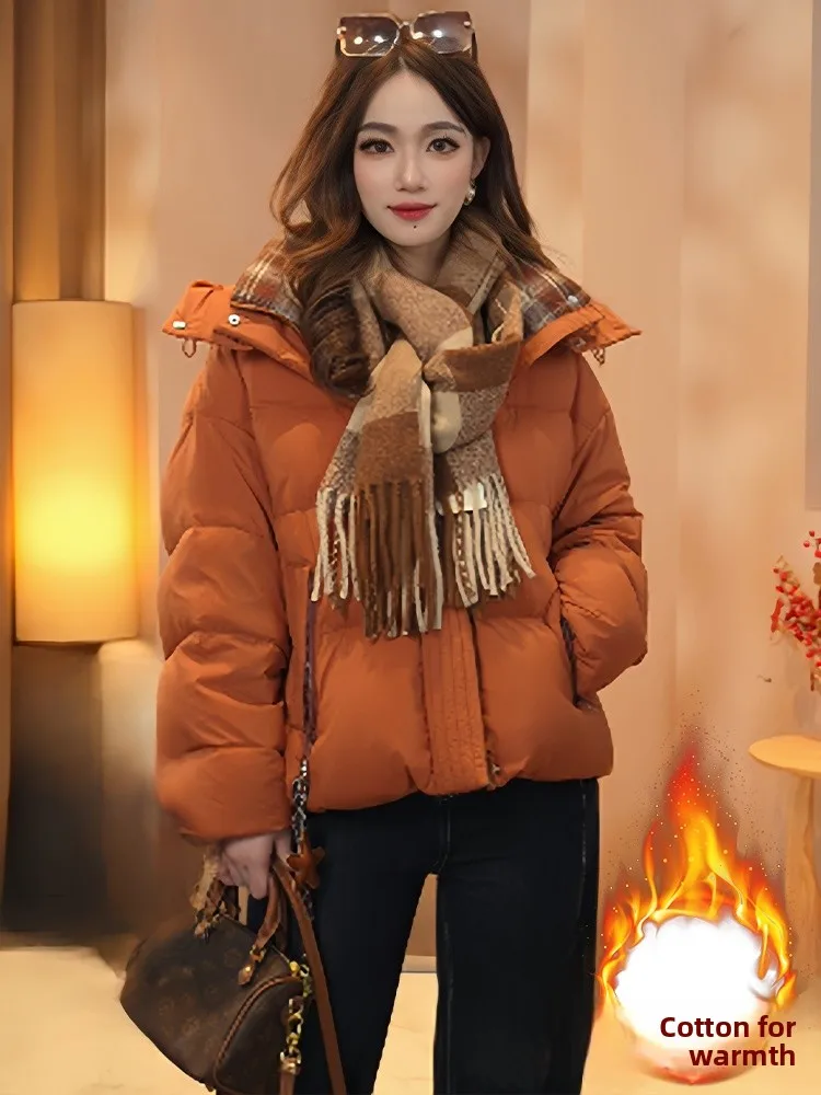 Jaet de algodão feminino exclusivo sli com capuz fce forrado ort thi quente outono inverno nova chegada coreano sle commute