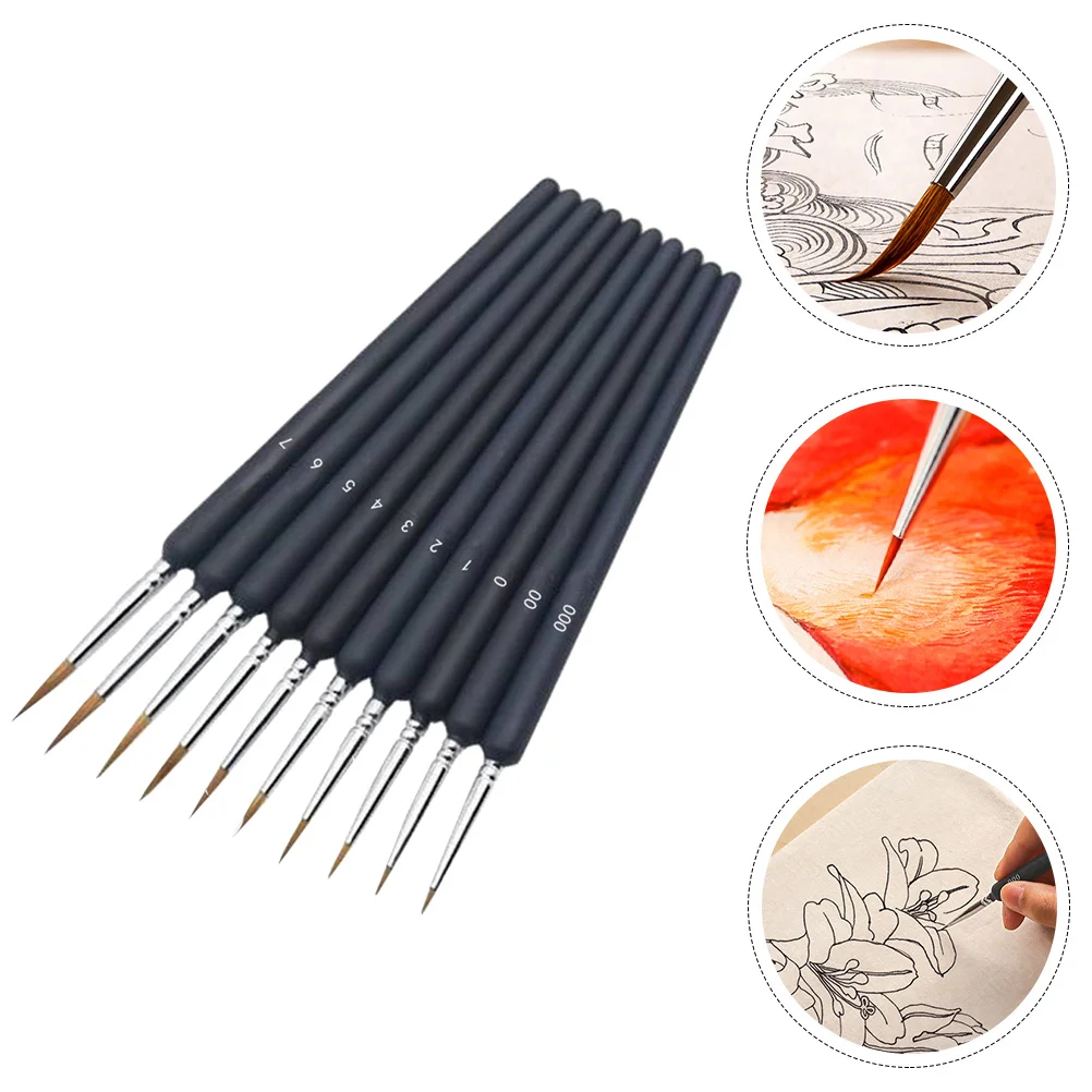 

10 Pcs Oil Paintbrush for Professionals Painting Fine Nail Set Hobbyists Wooden Multipurpose Liner Pen Beginners