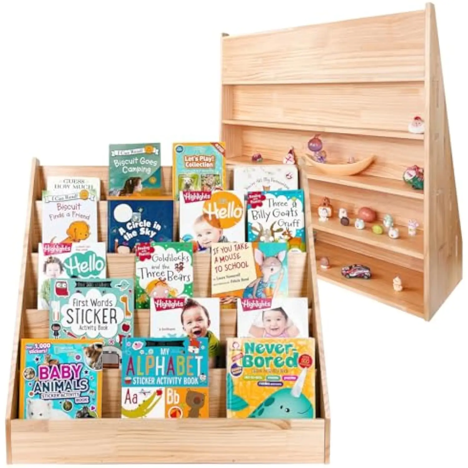 

Kids Bookshelf 5 Tier Montessori Bookshelf Wood Classroom Bookcase for Kids with Back Storage, Masterise and Tenon Design, Easy to