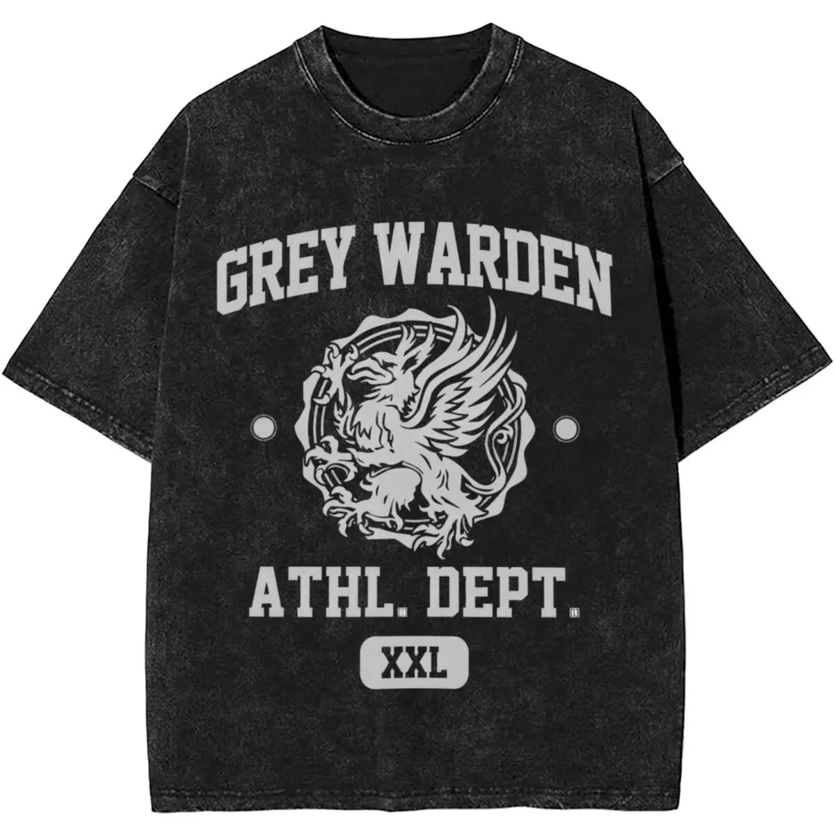 Couple T-Shirt Grey Warden Athletic Department Dragon Age Gym Shirt Style Silver Print Washed T-Shirts Summer Tees Classic Loose