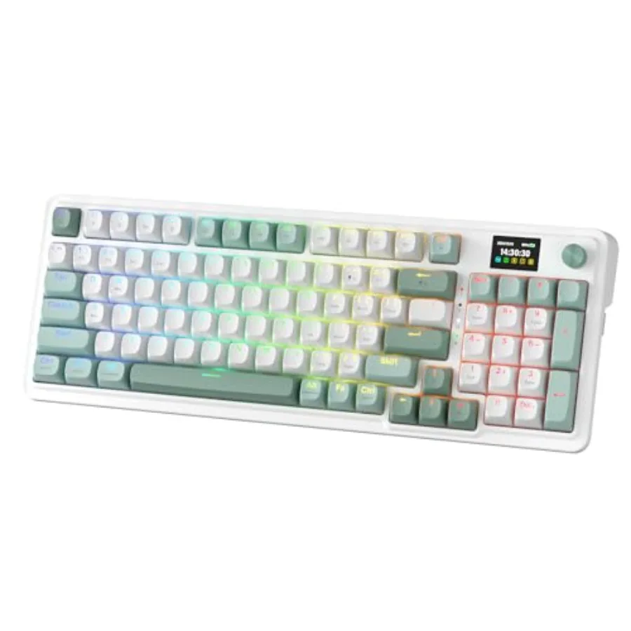 

K719 Wireless Gasket Gaming Keyboard w/Hype Screen and Knob, 95 Keys Mechanical Keyboard, Easy-Control 1.14'' TFT Info Display,