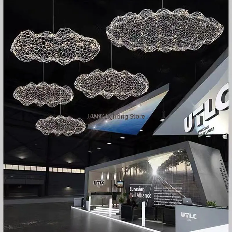 Nordic Creative Design Lamp Iron Art Starry Sky Cloud Ceiling Chandelier Shopping Mall Cafe LED Interior Decoration Lighting