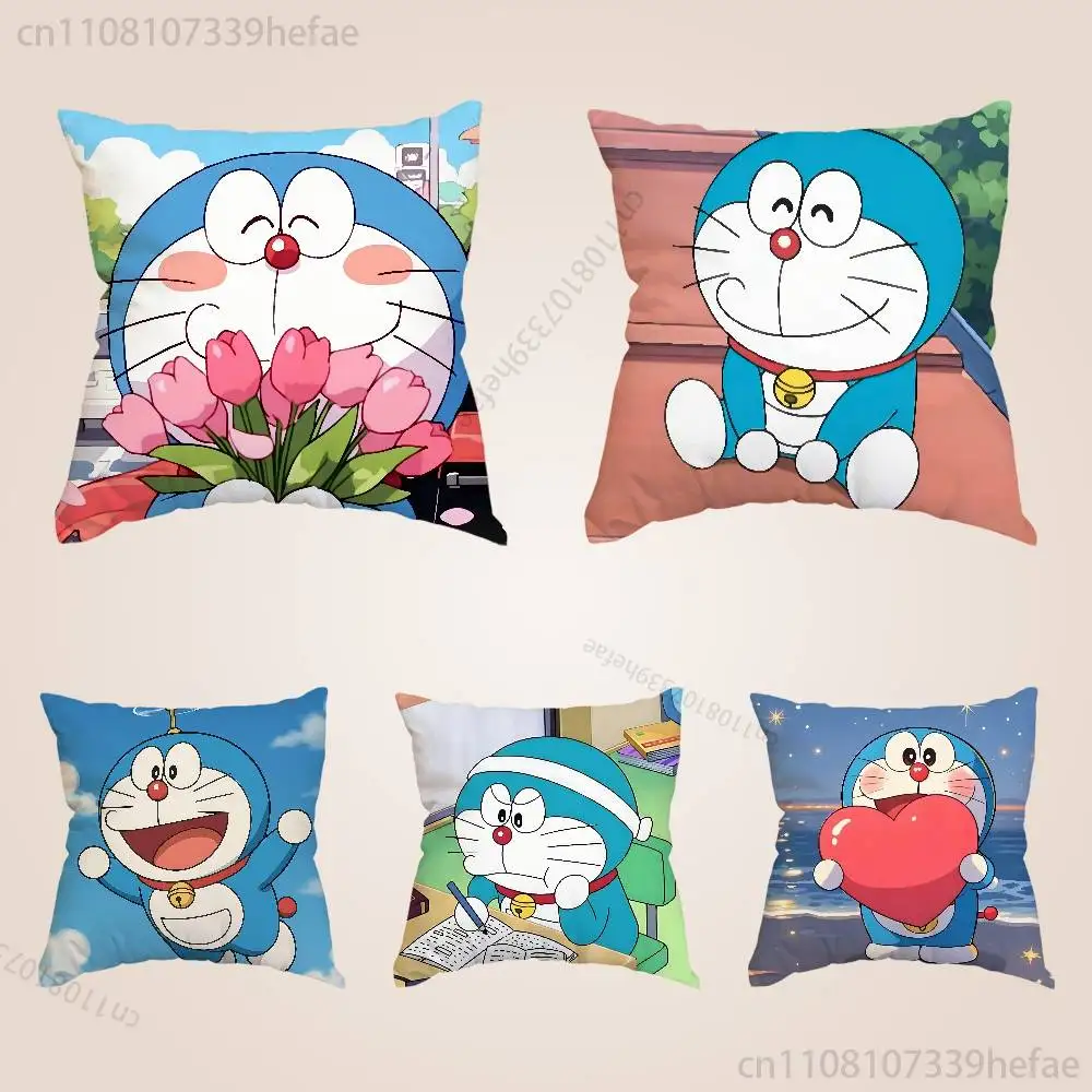 

D-Doraemon Pillow Case Plush Pillow Cases Home Decoration Pillow Cover for Sofa Bed Chair Living Room