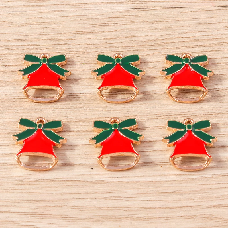 10 teile/los mischen niedlichen Emaille Weihnachts baum Santa Claus Glocken bezaubert Anhänger für Schmuck machen Ohrringe Halsketten DIY Handwerk Geschenk – Detail 23