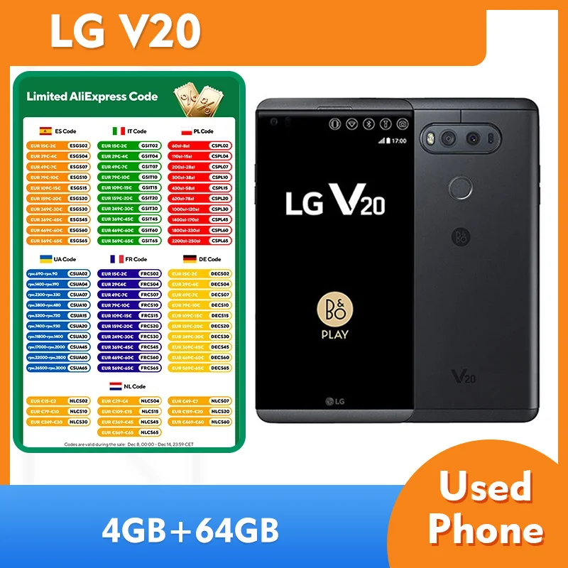 LG V20 4G 4GB RAM 64GB ROM الهاتف الذكي وحدة المعالجة المركزية كوالكوم سنابدراجون 820 3200mAh 5.7 بوصة 2560x1440px الهاتف الأصلي المستعمل