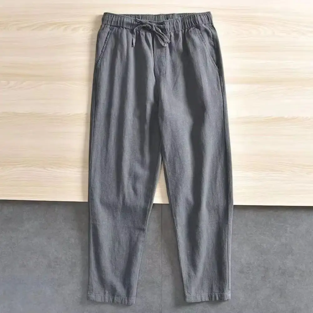

2026 Men's Casual Pants Baggy Streetwear Men Joggers Cotton Linen Sports Trousers Long Straight Pants for Men