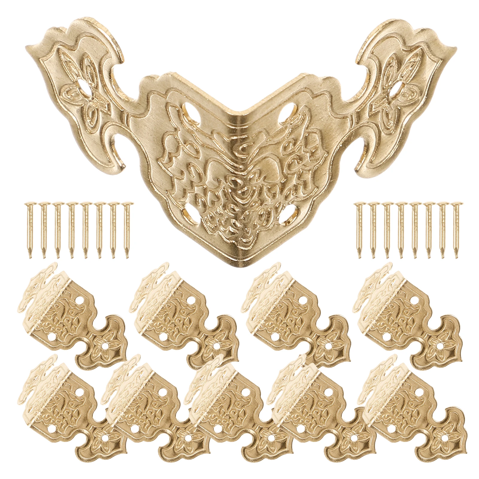 

1 set Brass Protectors Metal Edge Protector Style Decorative Cabinet Corner Guards Wood Box Wrap Protective Guards For