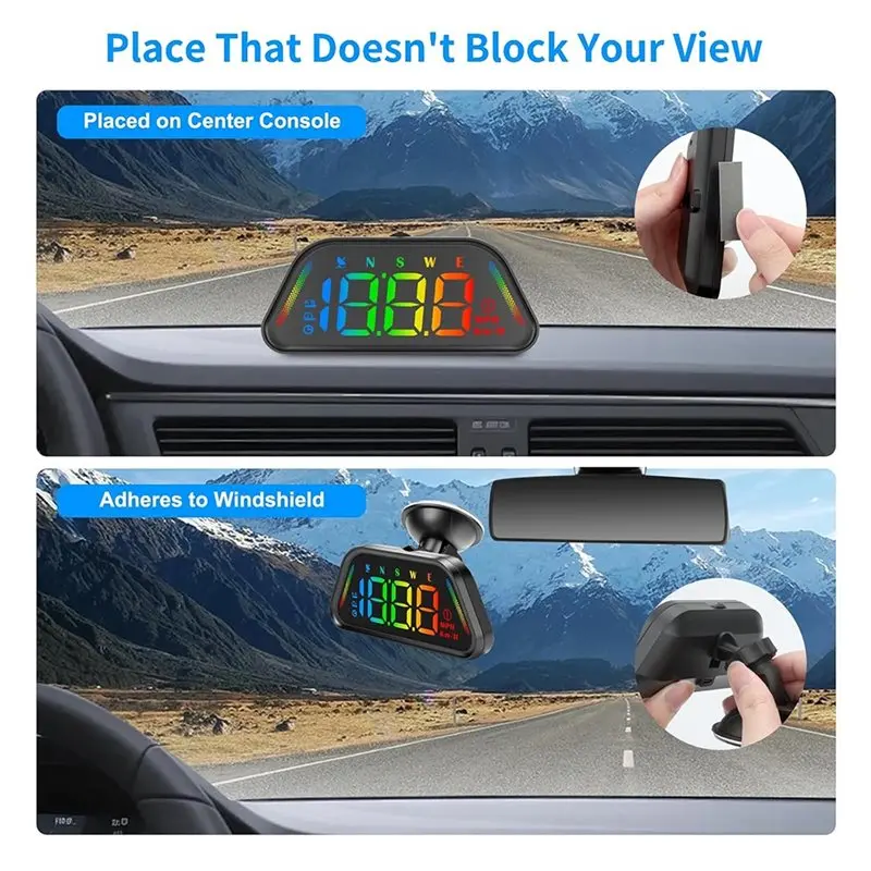 Digital Car HUD Display With Over-Speed Alert& Customizable Ambient Light For Speedometer
