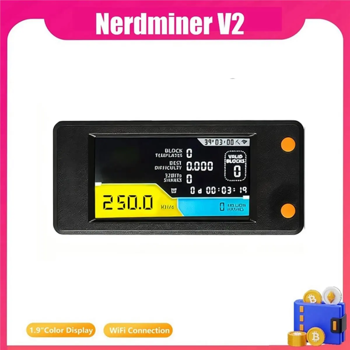 

Super Hot Sale Brand NerdminerV2 Pro 250KH/S BTC Solo Lottery Miner Bitcoin Crypto Miner