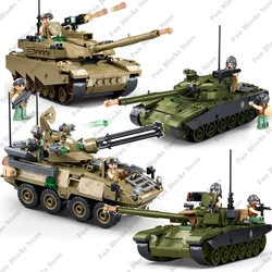 Sluban Military Army Fighting T-90 Main Battle Tank Building Blocks Set Soldier Figures Bricks Model M1X Abrams Vehicle Kids Toy