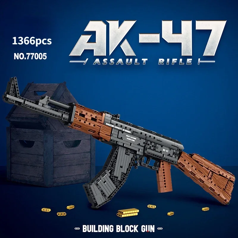 MOC Military Battlefield Series Building Block Gun Model AK47 Can Be Launched To Train Boys Assemble Educational Children's Toy