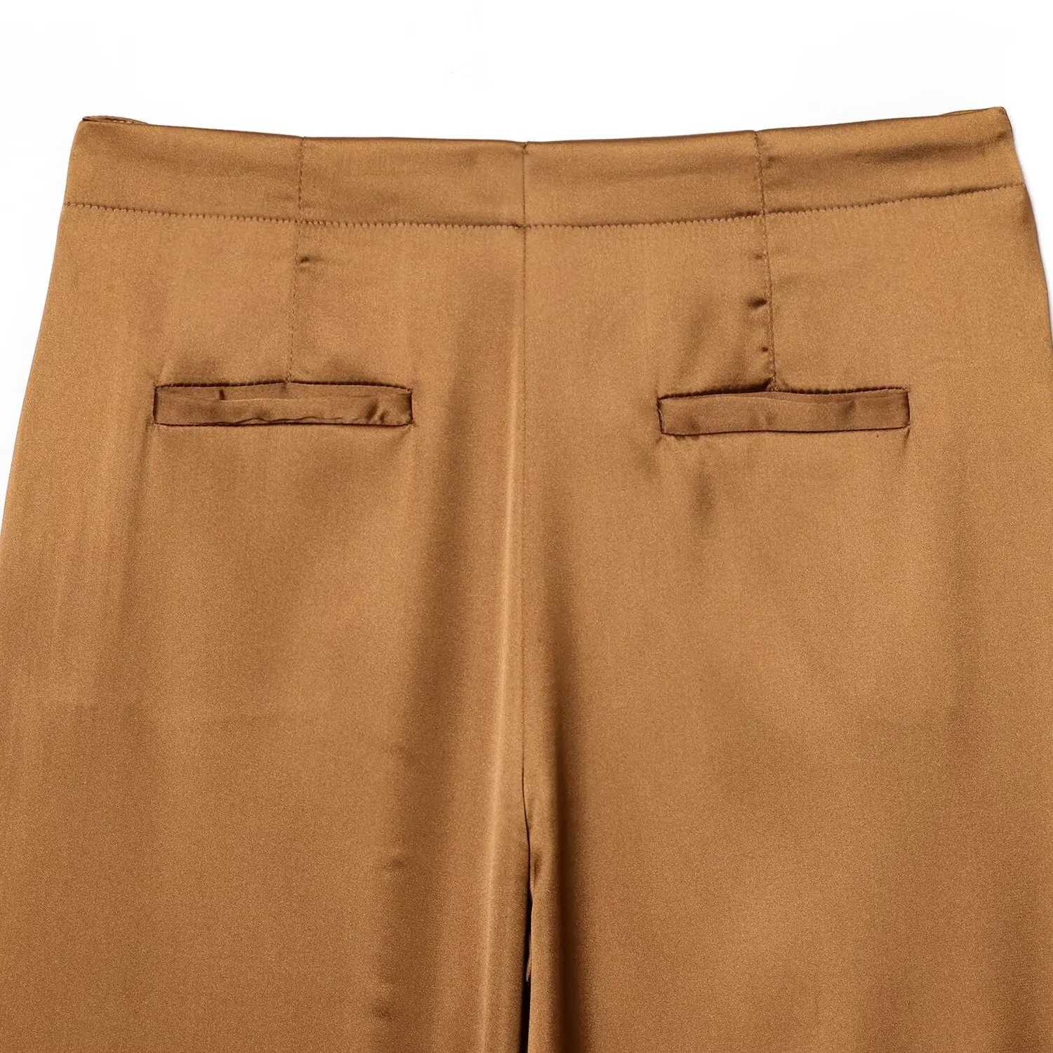 بنطلون نسائي غير رسمي عالي الخصر وواسع الساق من NINE ZAR مزين بأزرار من الساتان متعدد الاستخدامات بنطال مستقيم من ألياف البوليستر #4