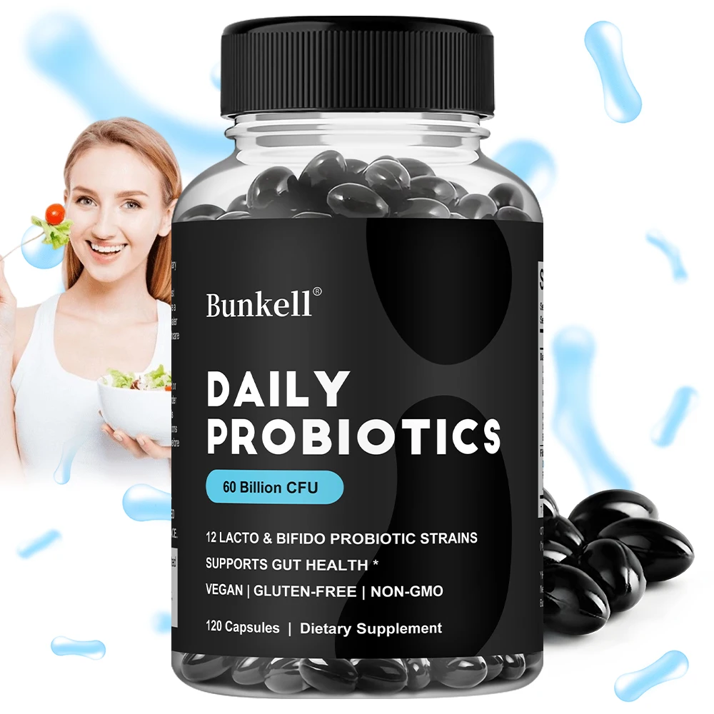 

Ежедневные пробиотики с пребиотиками, 60 миллиардов КОЕ – веганские капсулы для здоровья кишечника и поддержки пищеварения, пробиотики для женщин и мужчин