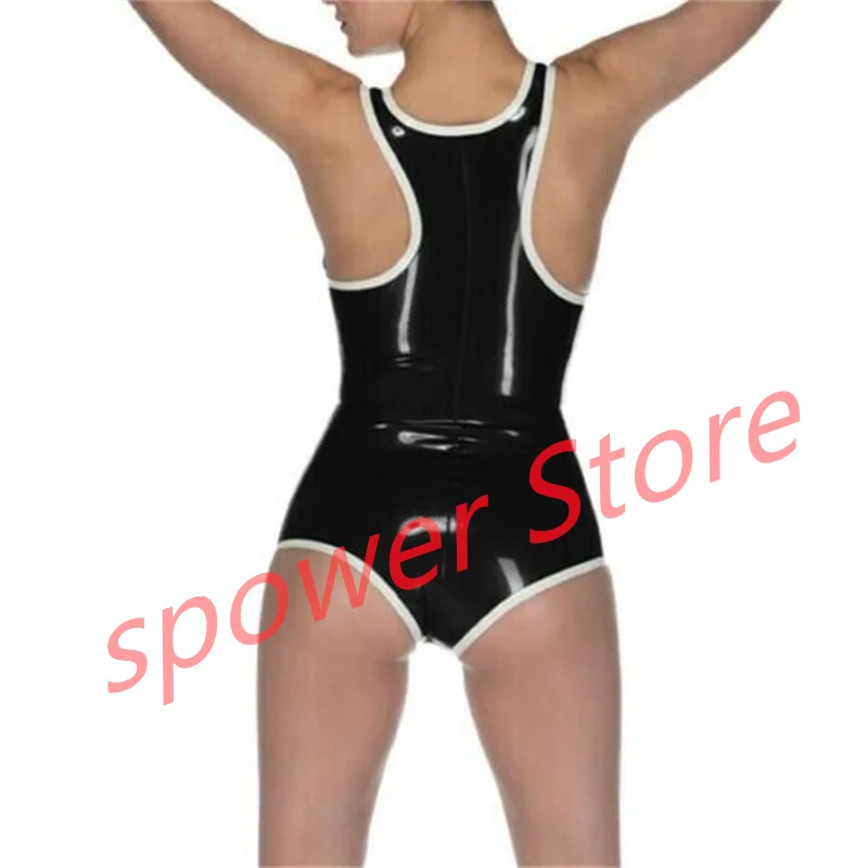 

Latex Swimsuit Catsuit Neck Entry Handmade Women Rubber Sexy Fetish Jumpsuit Customize Halloween Cosplay Costume (No Zip)
