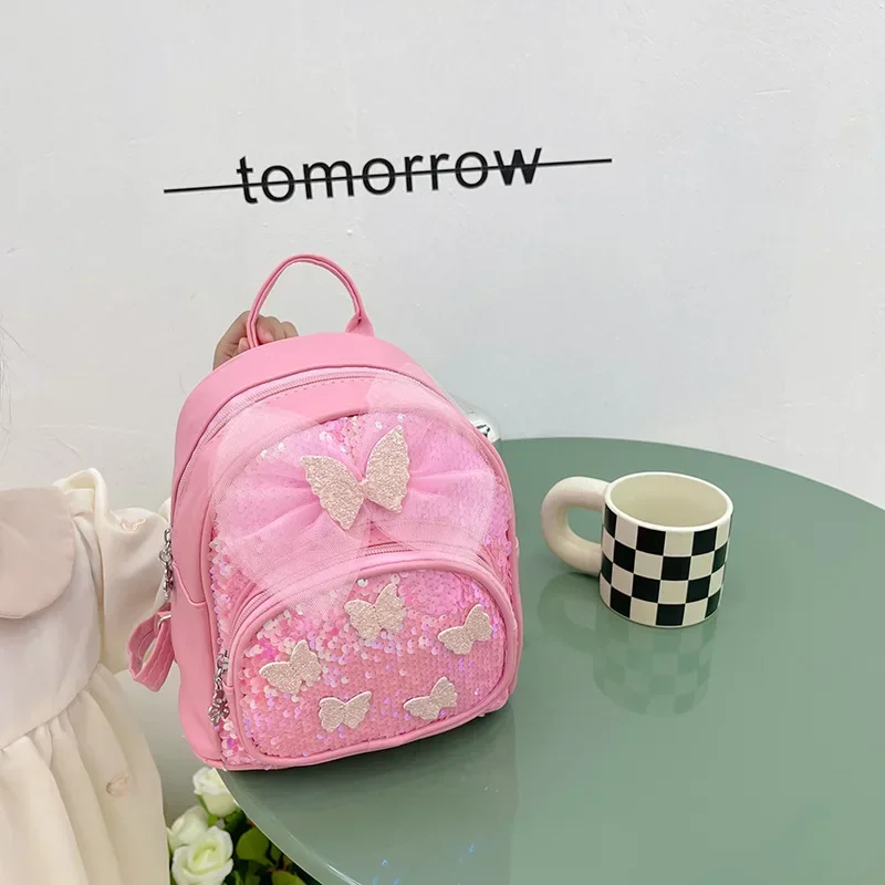 Bling Kids Backpacks Princess Bags for Girls Schoolbag Butterfly Baby Kindergarten Backpack Toddler Shoulders Bag Children Gift