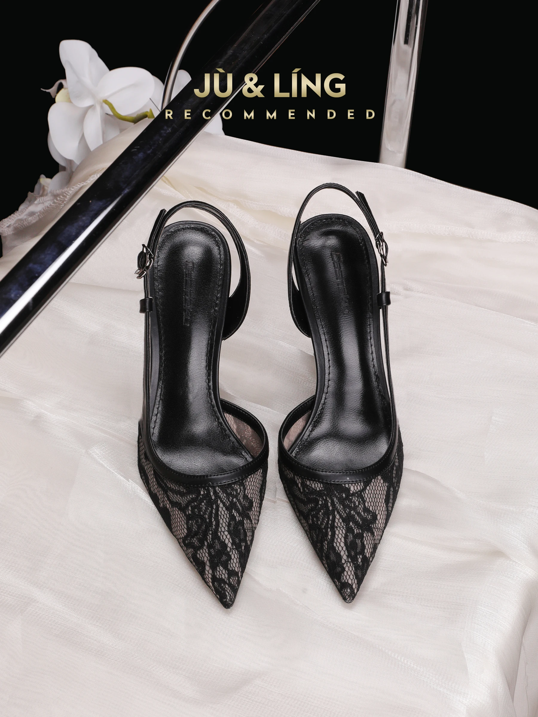 New Black Baotou Sandals with Women's Sensation, Mesh Mesh, Side Space, Straight Buckle, High Heels, Women's Thin Heels image 6