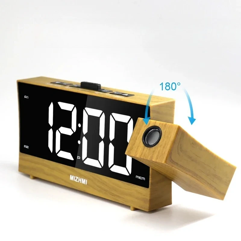 

l New LED Digital Projection Alarm Clock Electronic Alarm Clock with Projection FM Radio Time Projector Bedroom Bedside Mute Cl