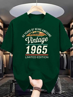 Men's Summer 100% Cotton Fashionable Casual Loose 60 Year Great Pattern T-shirt Limited Edition 1965 Retro T-shirt