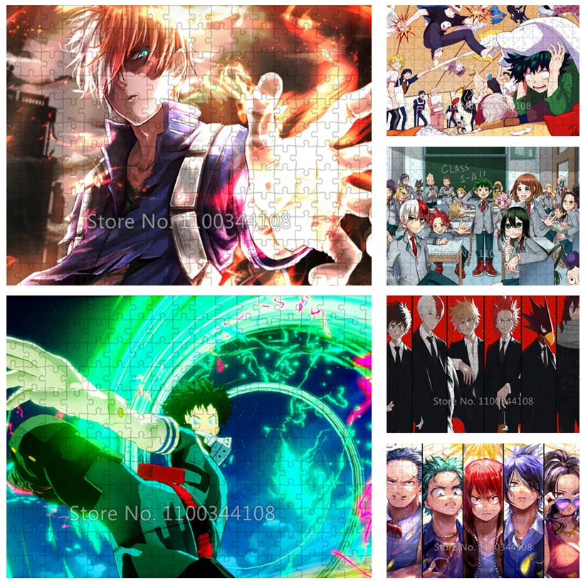 Rompecabezas de My Hero Academia, 300/500/1000 Piezas, Anime Japonés, Rompecabezas de Papel/Madera, Juguetes de Descompresión para Adultos, Regalos para Niños