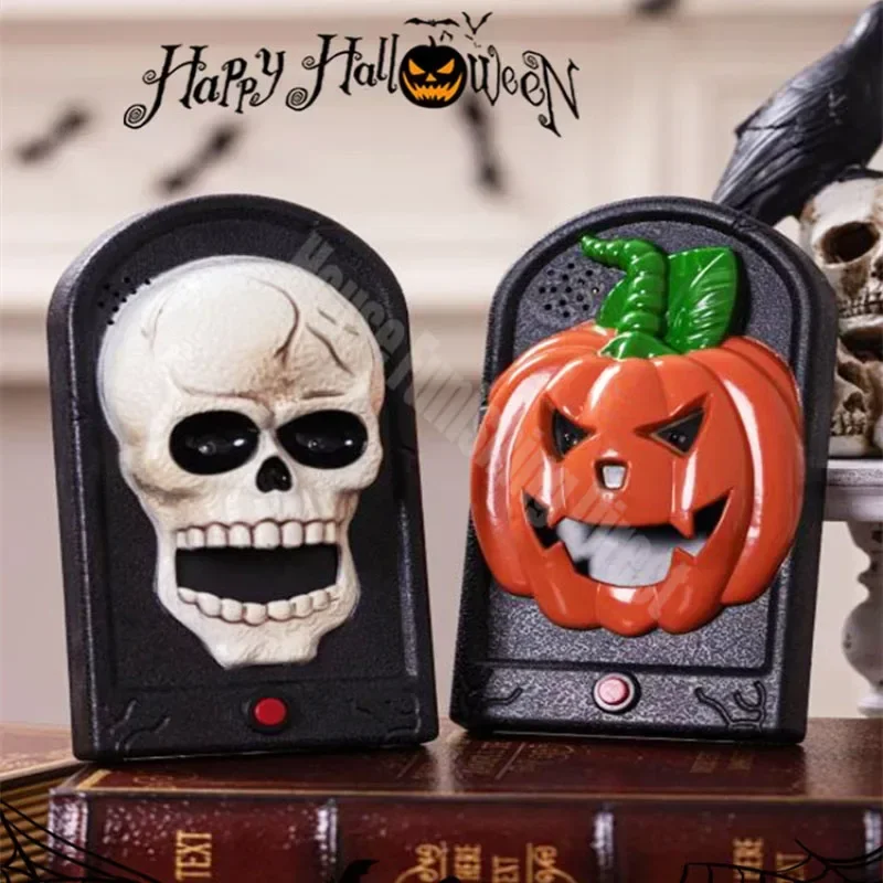 Halloween Haunted Doorbell Animated Decoration with Spooky Sounds Motion Activated Scary Doorbell for Party Haunted House Decor