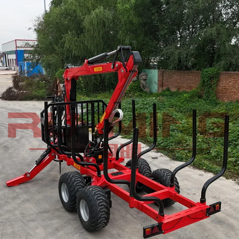Customized Forestry Machinery Log Loader Forest Trailer ATV Timber Trailer With Grapple Crane For Farm Tractor Option 4WD Hydra