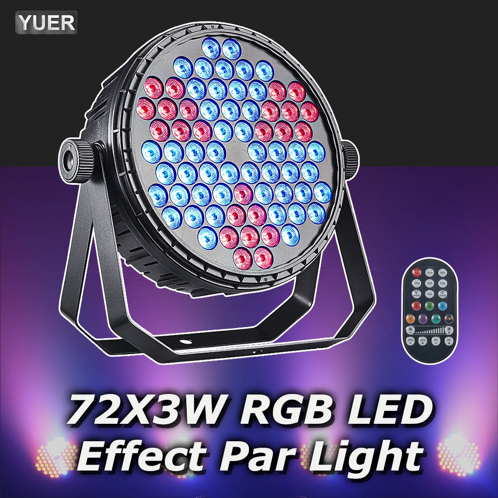 Luces LED RGB YUER de 120W, 72X3W, Luces de Escenario DMX512 con Control Remoto, Efecto de Sonido en Forma de Abanico, para Bodas, Fiestas, Clubes, Iglesias