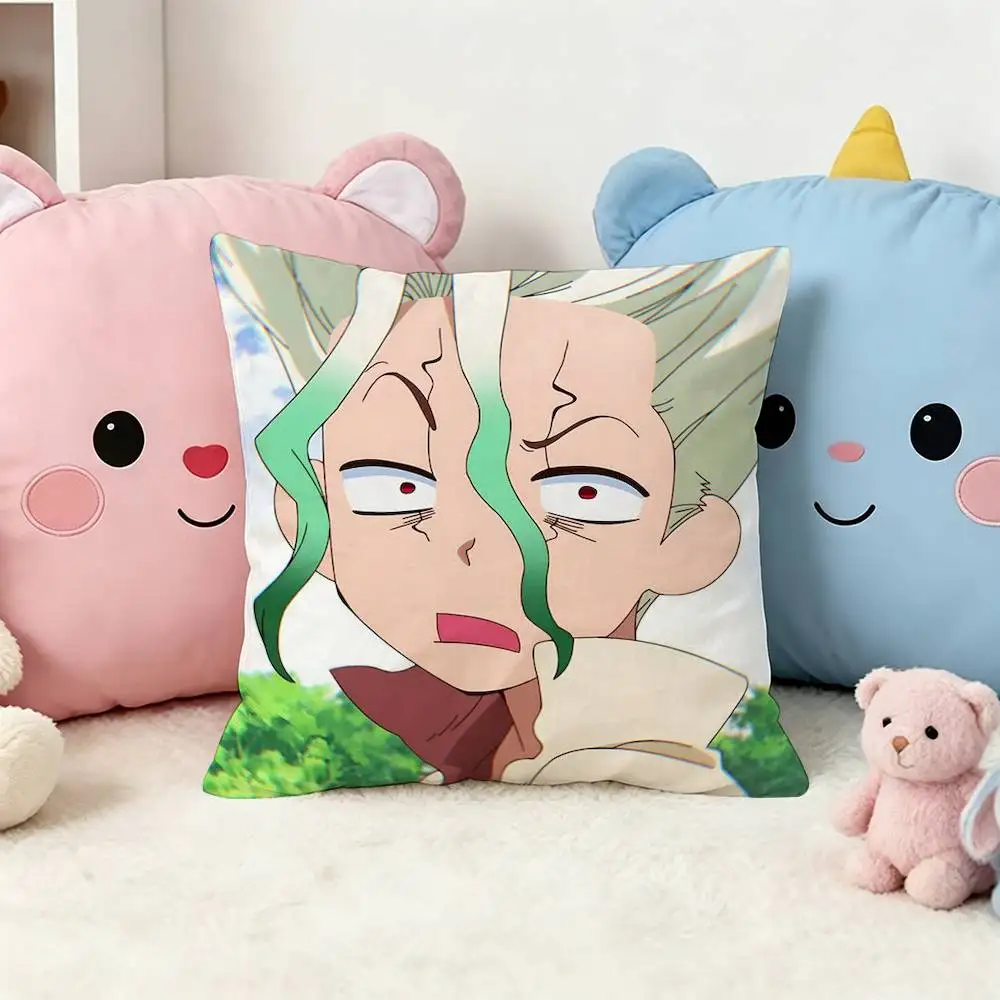 Dr.STONE Senku Ishigami  Double-Sided Printed Cushion Cover Bedroom Bedside Sofa Pillow Case