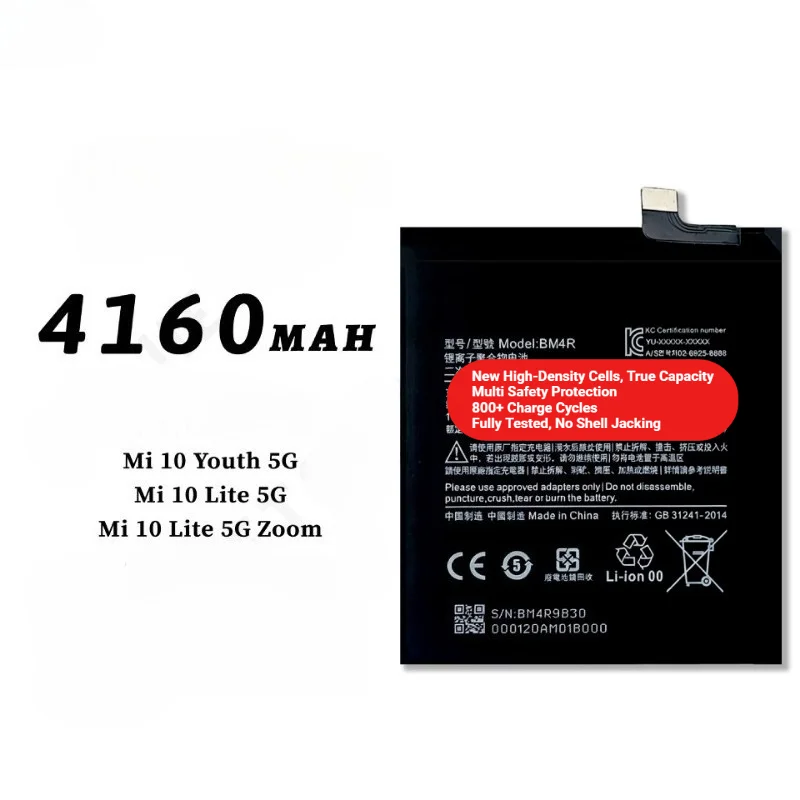 BM4R for Xiaomi 10 Lite 5G/Mi 10 Youth 5G/10 Lite 5G Zoom Phone Battery 0 Cycle High Capacity Battery Replacement Bateria  Tools