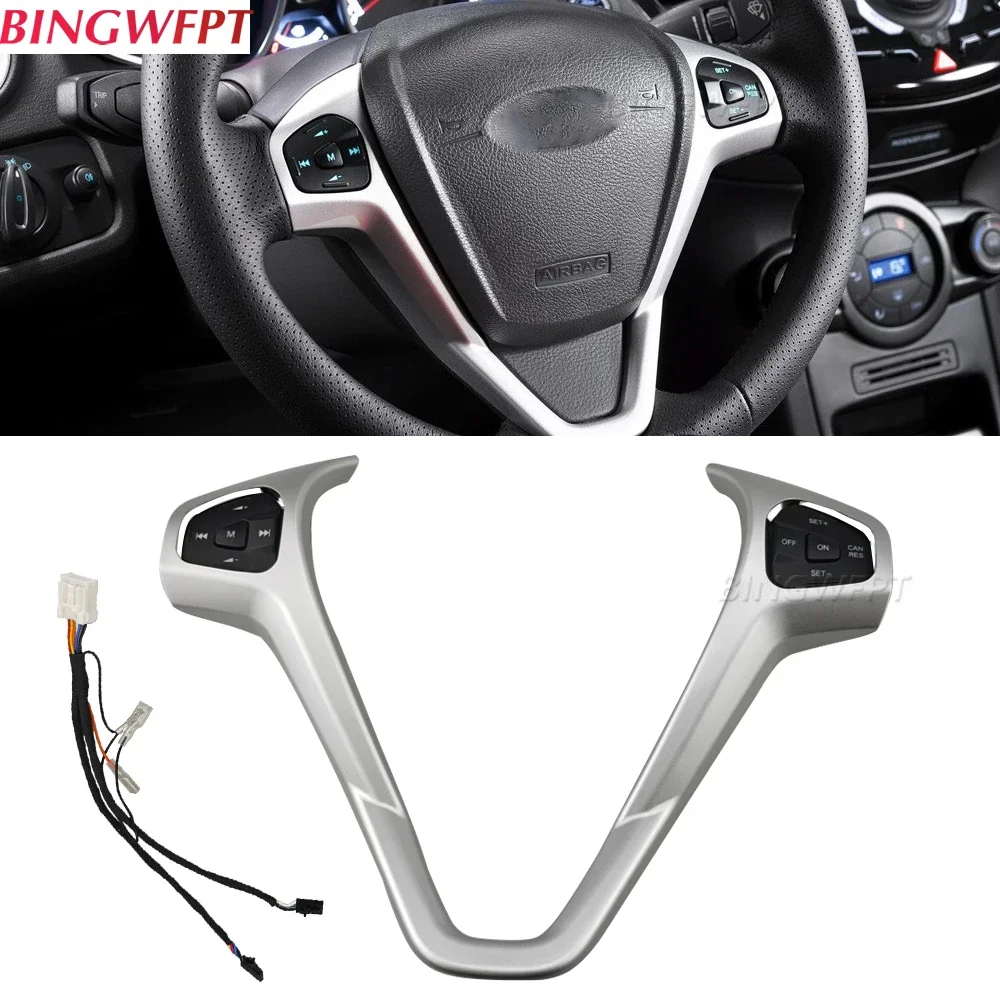 

Auto Steering Wheel Audio Control Button Switch For Ford Fiesta MK7 MK8 Ecosport 2013 Blue Backlight