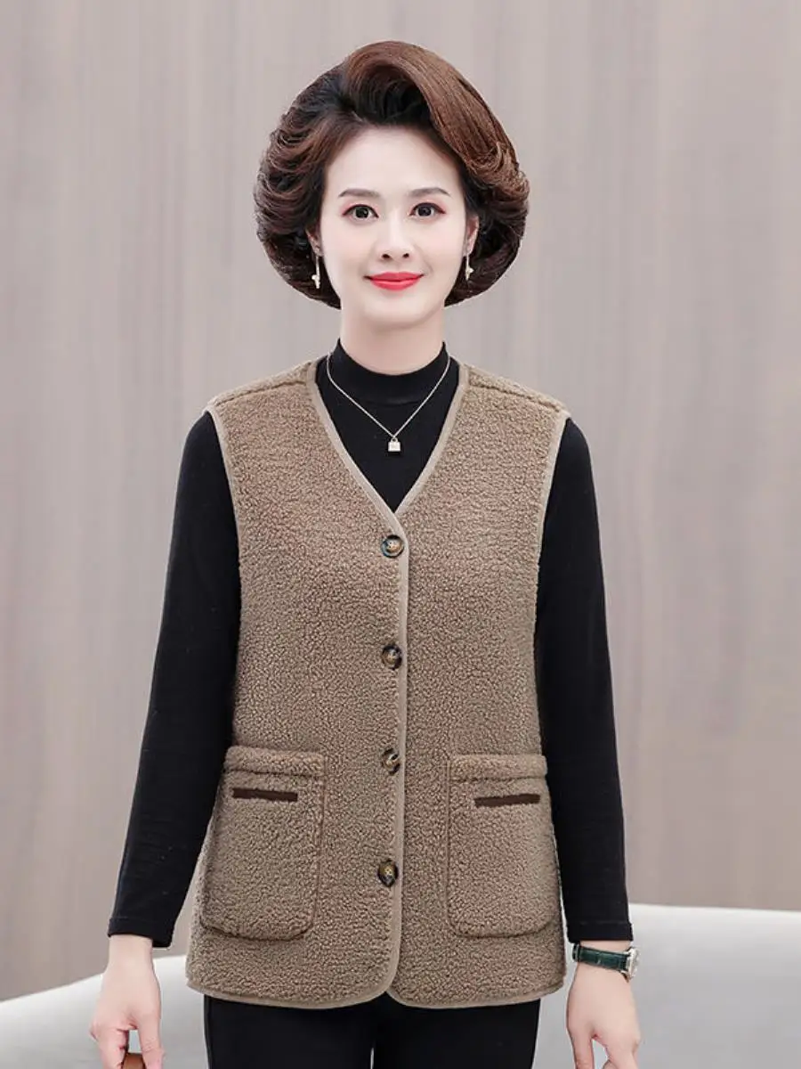 thickened-fleece-warm-vest-outerwear-for-middle-aged-women-three-piece-set-fashionable-casual-style-winter-season-essential
