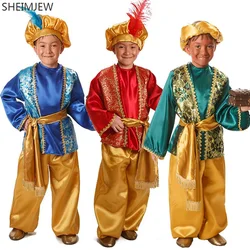 2024 Aladdin Prince Cosplay Costume Arabian Masquerade Indian Children's Costumes Halloween Carnival Party Dress Up