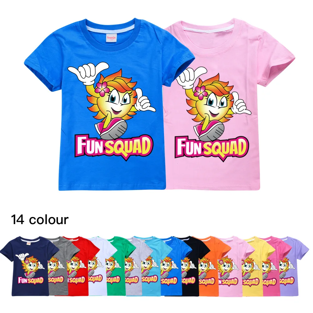 New Boys Kawaii Fun Squad Gaming Cotton Printing T-shirts Cartoon Short-sleeved Girls T-shirt Summer Casual All-match Tops