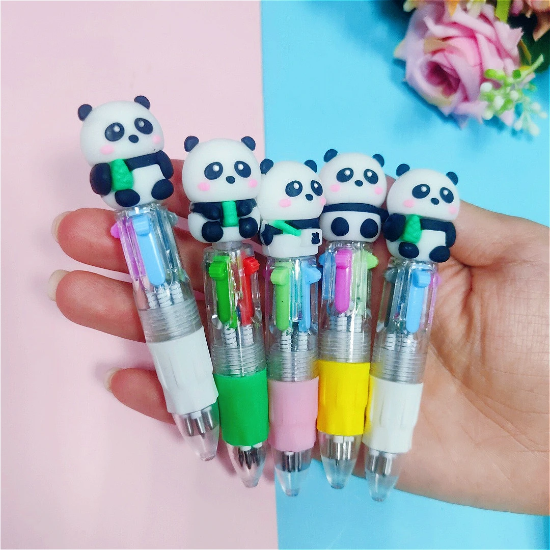

5 шт./лот, мини-4 цвета, шариковая ручка с милым мультяшным пандой, каваи, панда, четыре цвета, ручки для письма, детские школьные принадлежности, канцелярские принадлежности