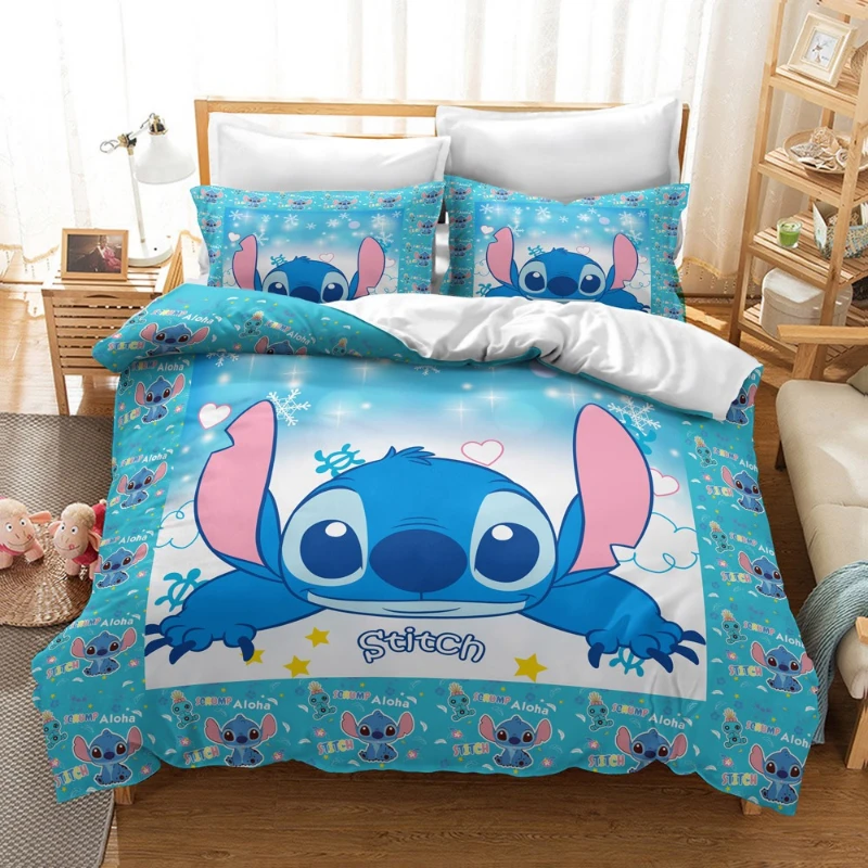 Lilo and Stitch Duvet Cover Set Single Double Queen Size 2 or 3 Pieces Bedding Set for Boy Girl Gift