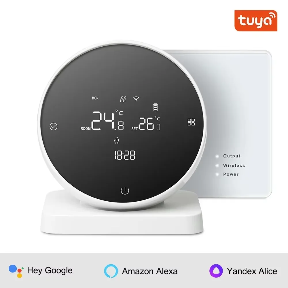 Tuya WiFi Wireless Thermostat RF433 Suitable for Water Gas Boiler and Supports Voice APP Remote Control