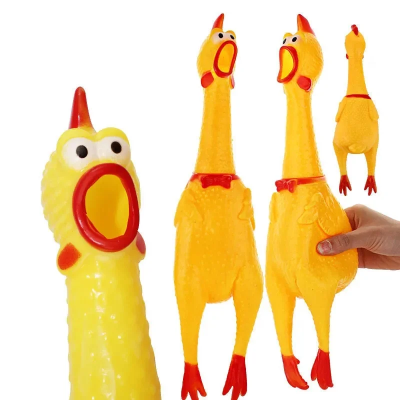 Juguetes chirriantes para mascotas, pollo chillón, juguete masticable con sonido, duradero, divertido, amarillo, Ventilación de goma, nuevo