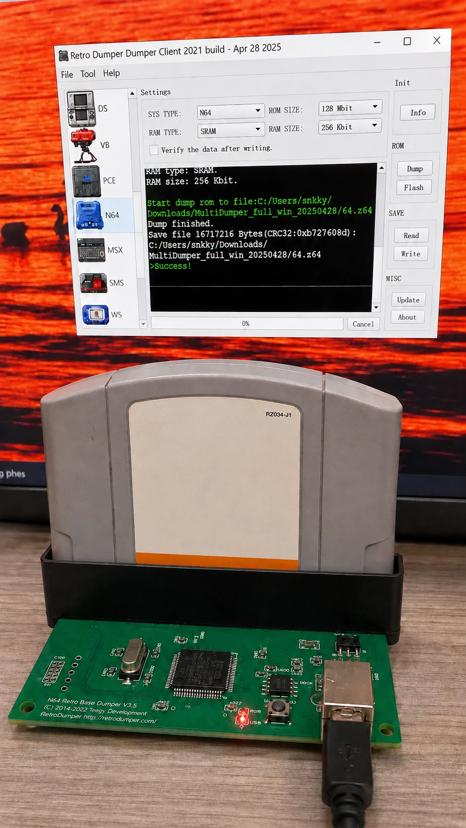 N64 Retro Base Dumper V3.5 USB Cartridge Reader Backup Tool for Nintendo 64 Game ROM Save Dump
