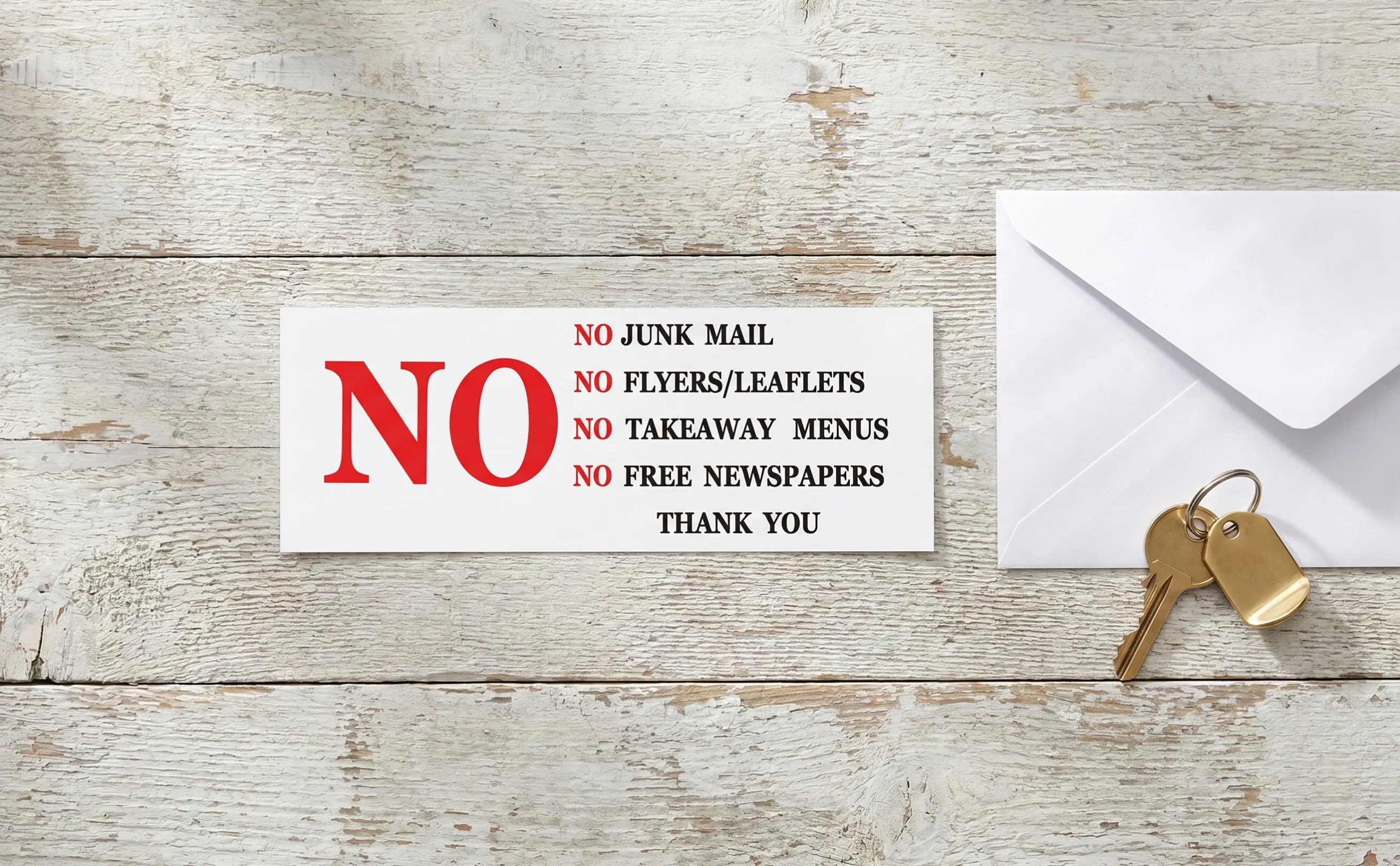 2Pcs No Junk Mail Sign for Mailbox Heavy Duty Weatherproof PVC Sticker Clear Concise Messaging Front Door Mailbox Communication