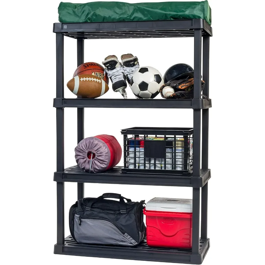 

IRIS USA Сверхмощные пластиковые полки для хранения с 4 полками, вместимость 600 фунтов, 56 дюймов В x 36 дюймов Ш x 18 дюймов, большой модульный стеллаж для хранения Org