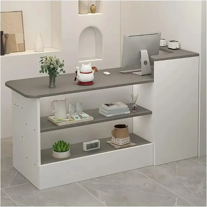 

ZShelves Organizers Reception Counter Desk Modern Retail Counter Front Desk Reception Room Table Counter Display Shelf & Drawers